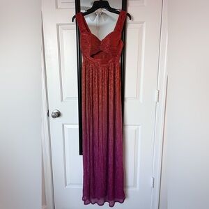 Dress the Population Vibrant Orange and Pink Maxi Dress